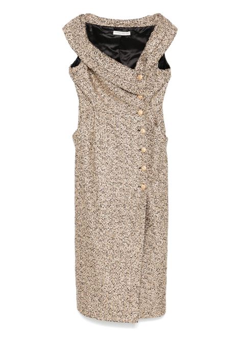 Abito midi tweed trama metallizzata in color oro Alessandra Rich - donna